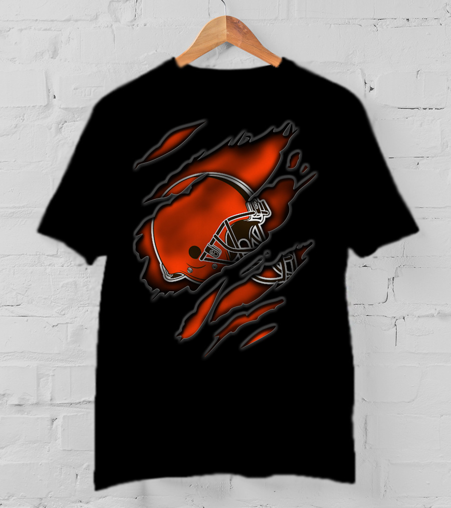 Torn Cleveland Browns Helmet T-Shirt
