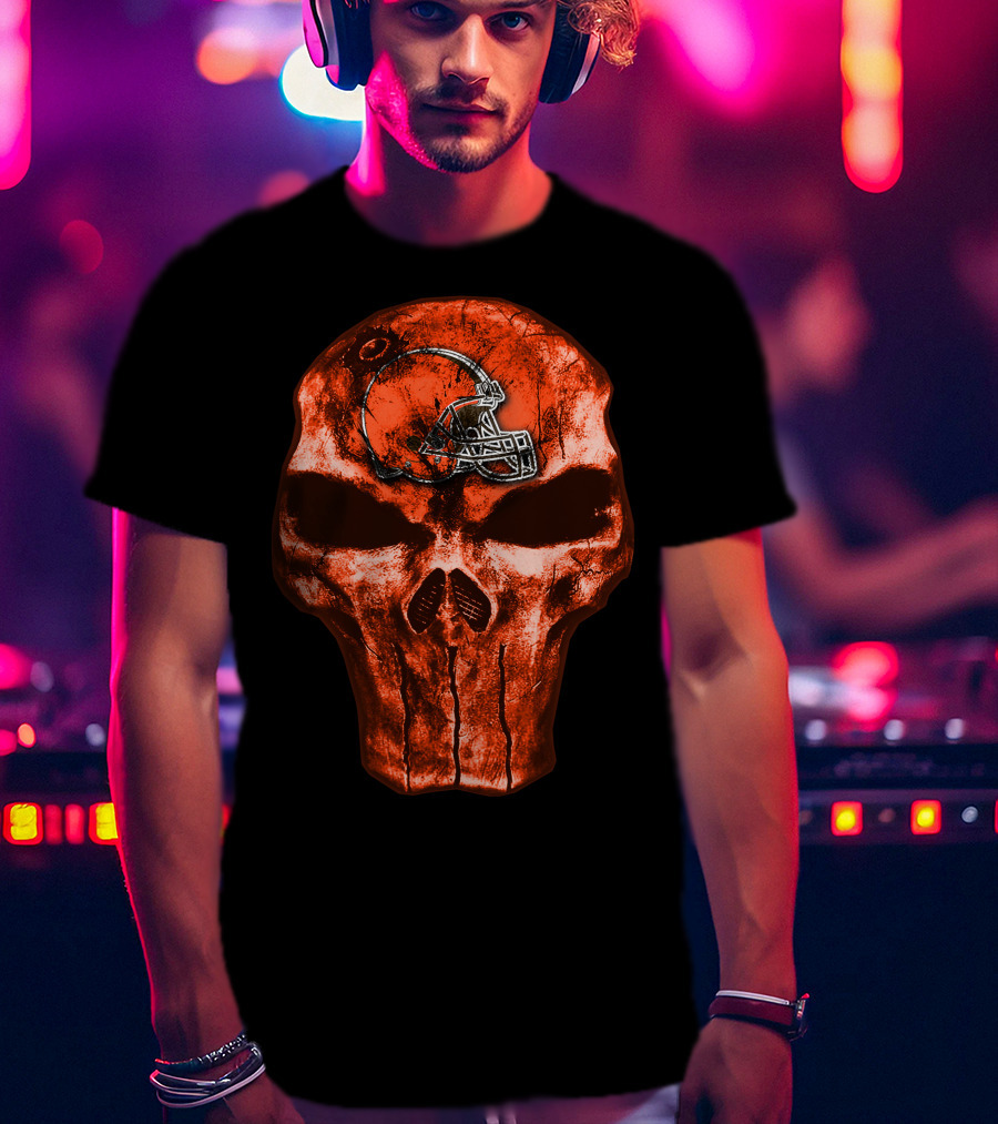 Cleveland Browns Skull Helmet T-Shirt