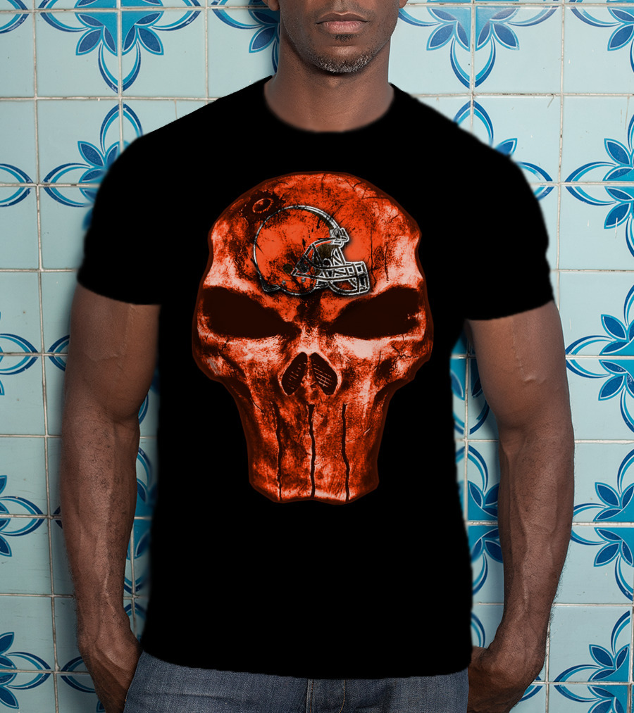 Cleveland Browns Skull Helmet T-Shirt
