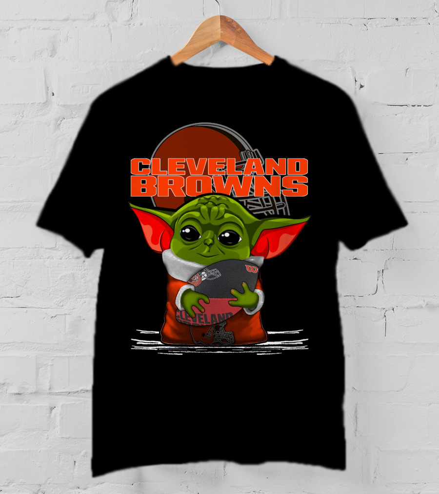 Cleveland Browns Yoda Holding Football T-Shirt