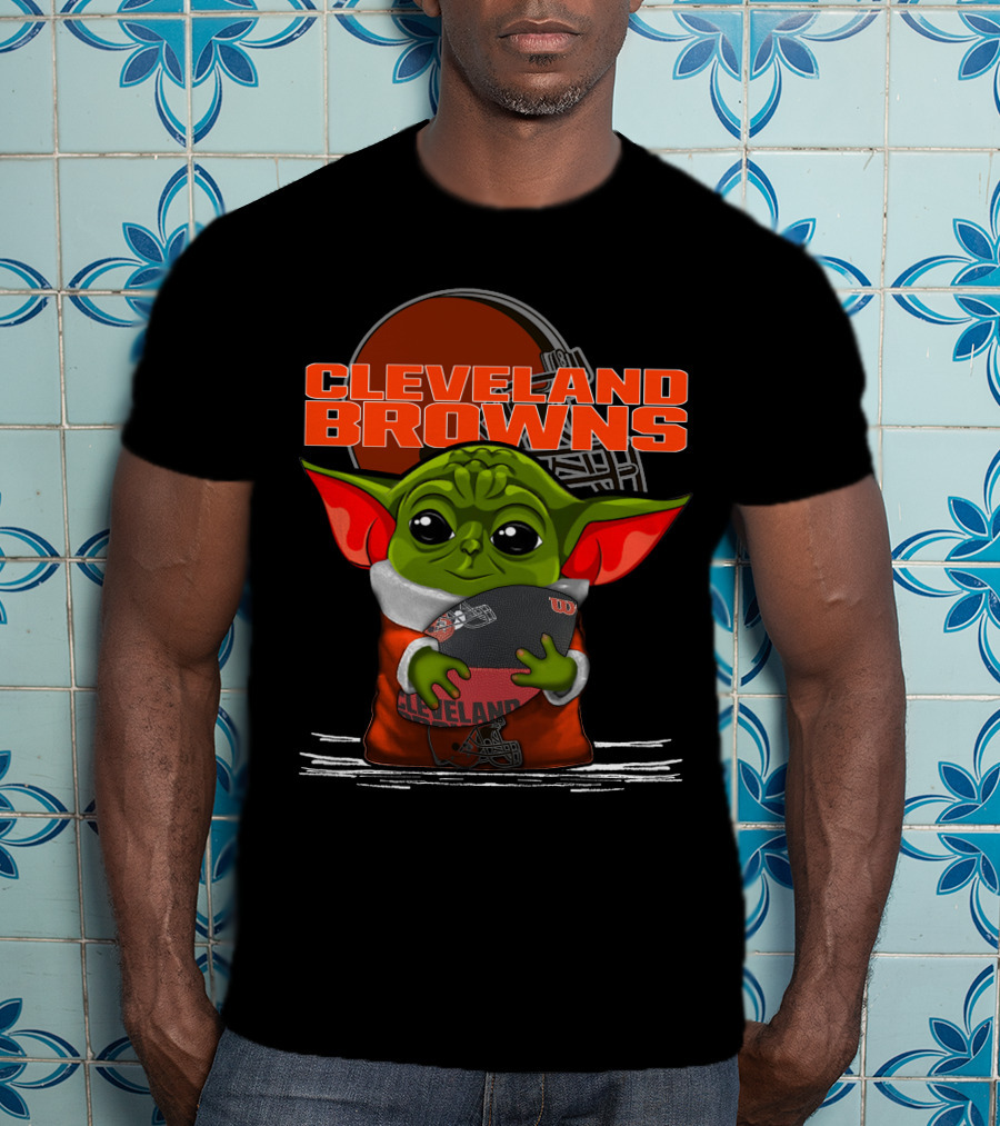 Cleveland Browns Yoda Holding Football T-Shirt