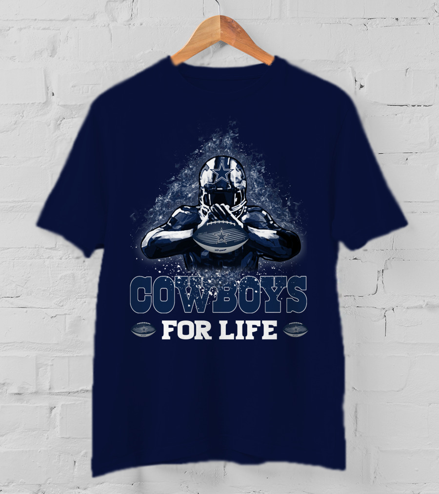COWBOYS FOR LIFE DALLAS COWBOYS Football Helmet Star Logo Blue T-Shirt