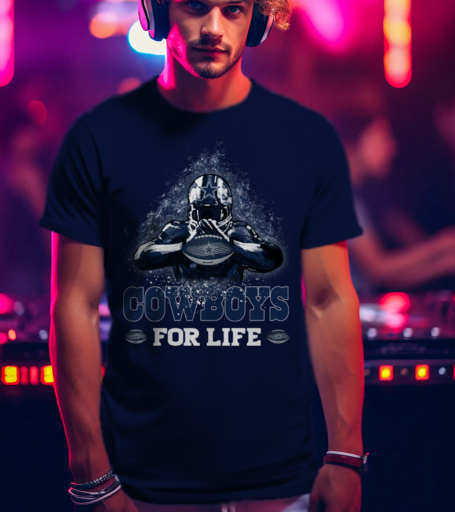 COWBOYS FOR LIFE DALLAS COWBOYS Football Helmet Star Logo Blue T-Shirt