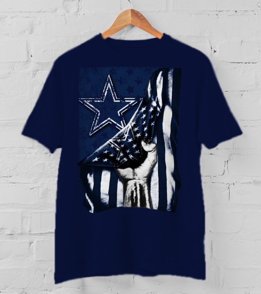 Dallas Cowboys Star With American Flag And Fist T-Shirt