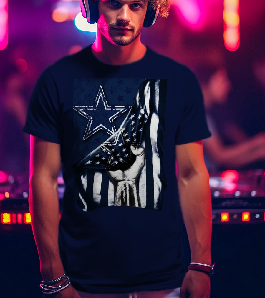 Dallas Cowboys Star With American Flag And Fist T-Shirt