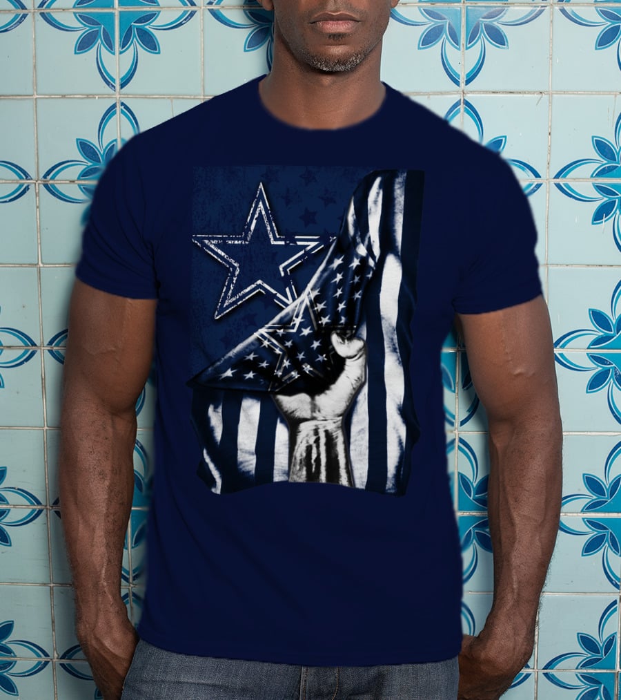 Dallas Cowboys Star With American Flag And Fist T-Shirt