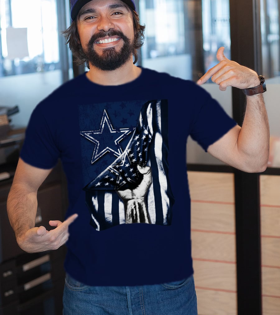 Dallas Cowboys Star With American Flag And Fist T-Shirt