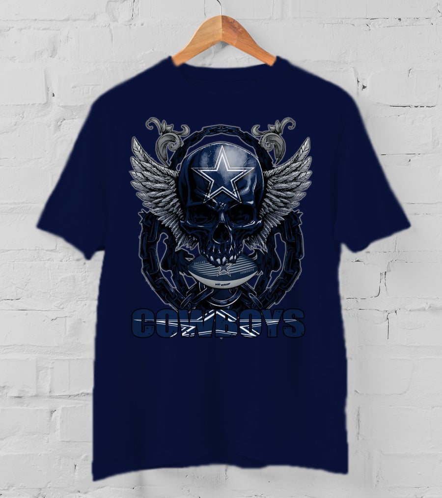 Skullfb Dallas Cowboys Wings Star Chain Crest T-Shirt