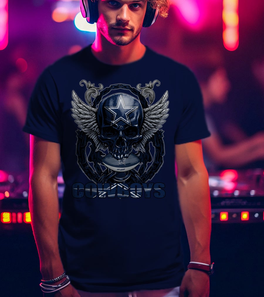 Skullfb Dallas Cowboys Wings Star Chain Crest T-Shirt