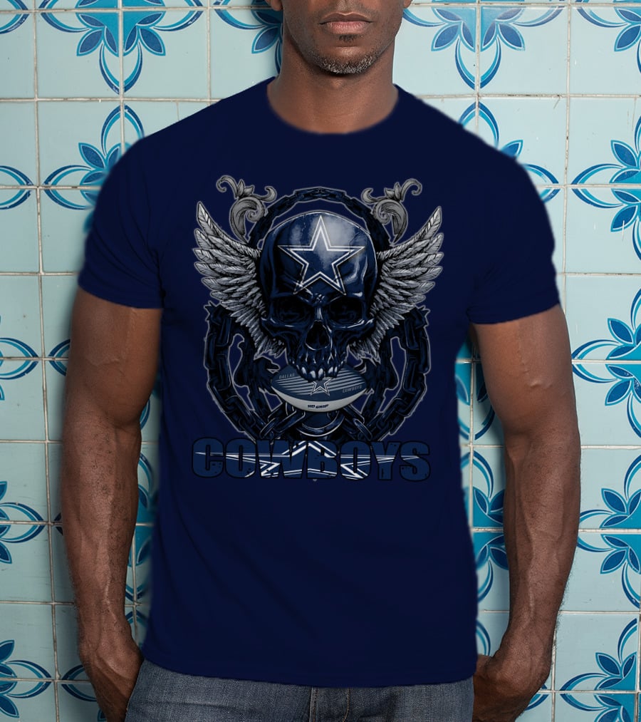 Skullfb Dallas Cowboys Wings Star Chain Crest T-Shirt