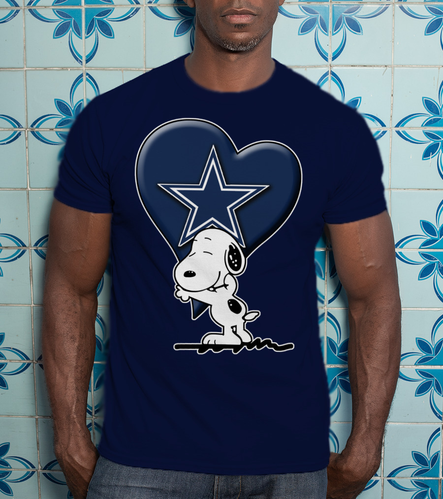 Snoopy Hugging Heart With Dallas Cowboys Star T-Shirt