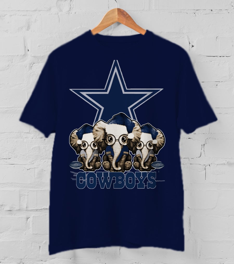 Elephan Xmas Dallas Cowboys Star Logo Glasses Hindustani T-Shirt