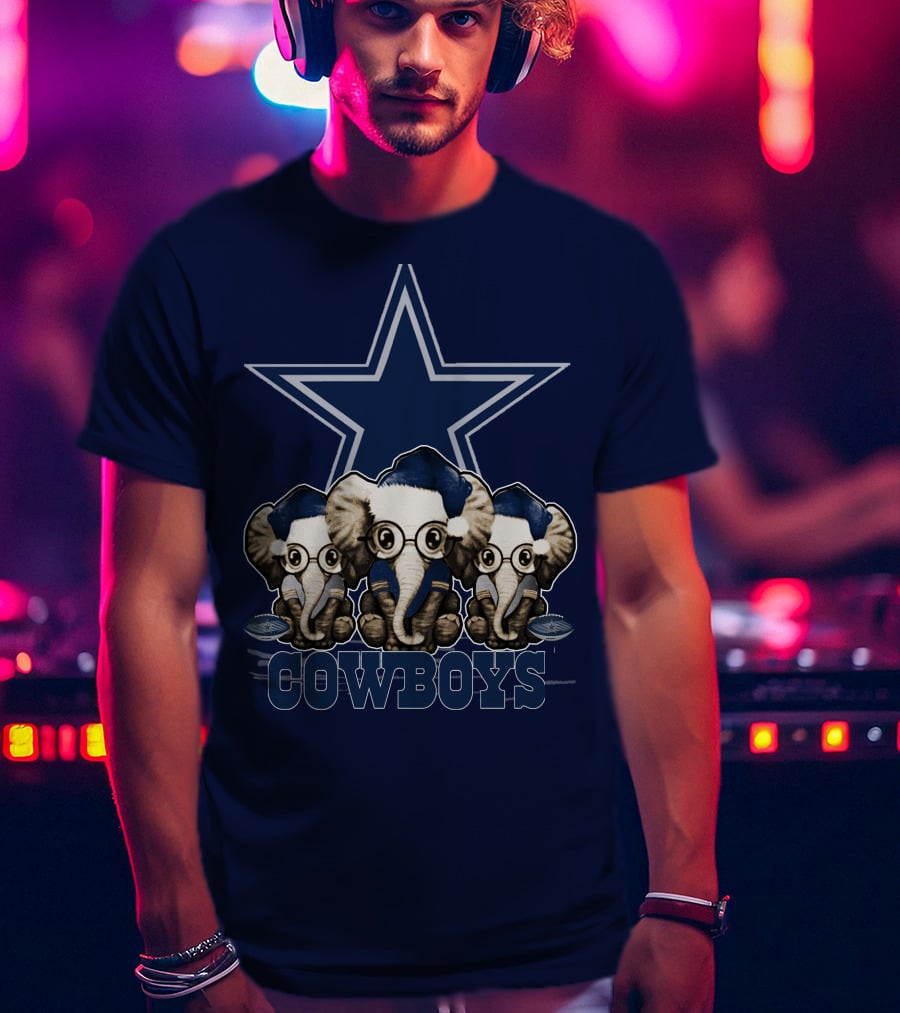 Elephan Xmas Dallas Cowboys Star Logo Glasses Hindustani T-Shirt