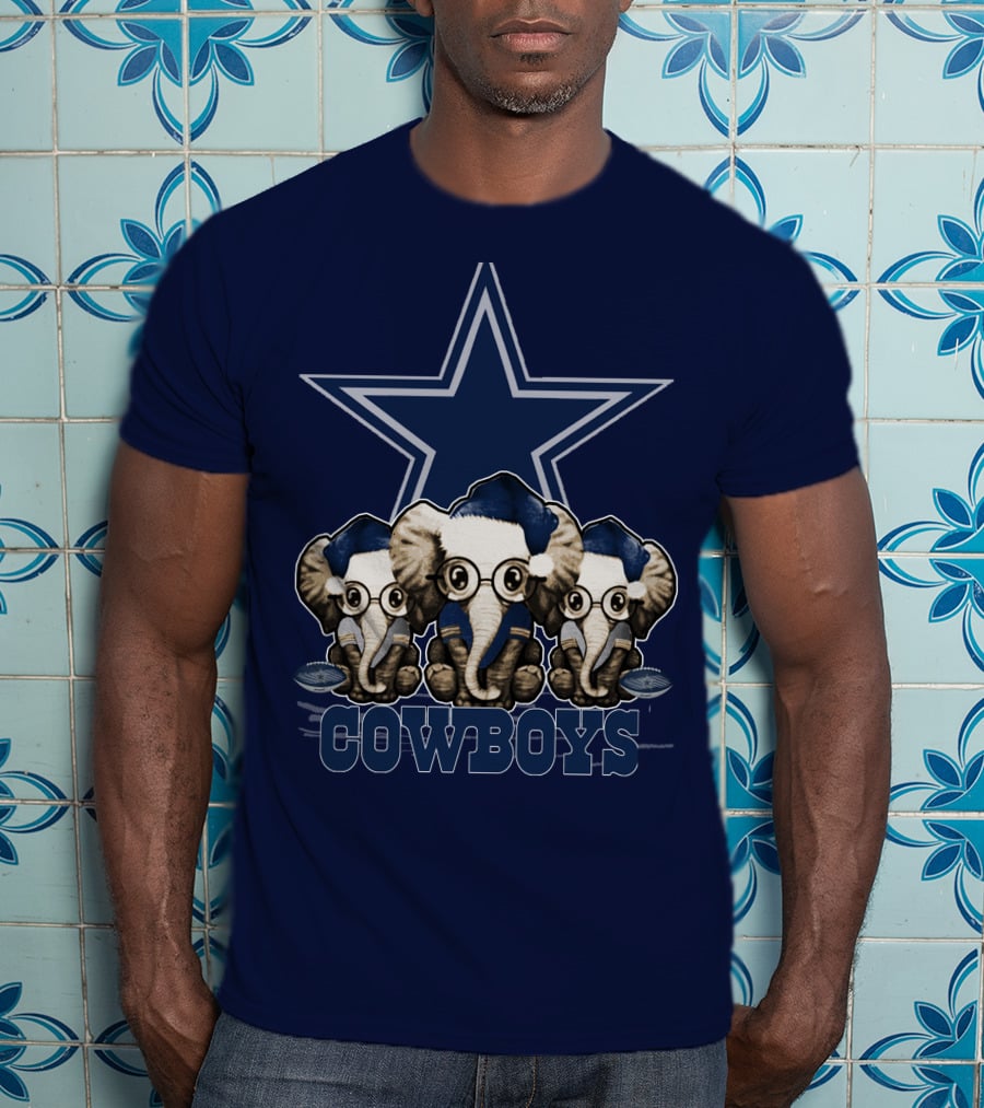 Elephan Xmas Dallas Cowboys Star Logo Glasses Hindustani T-Shirt