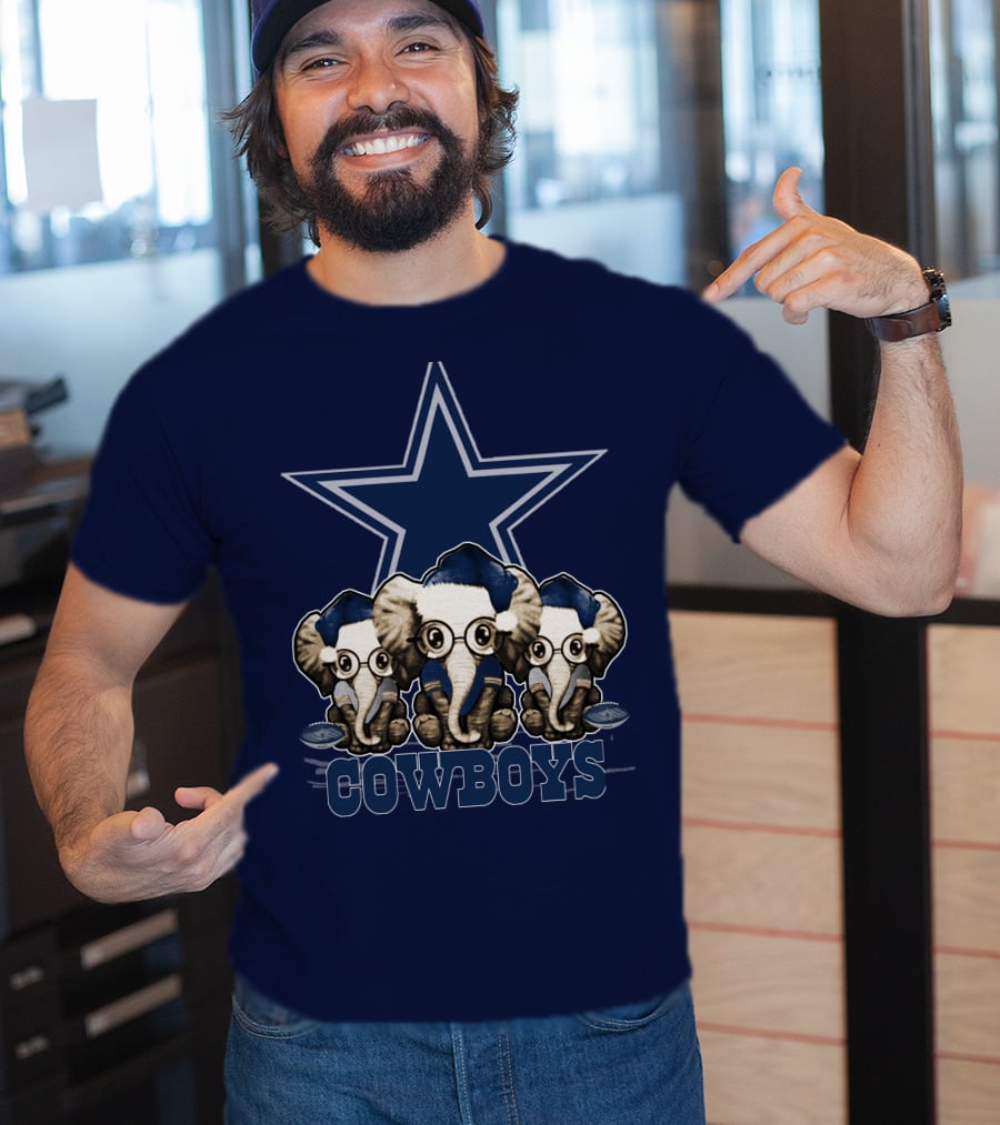 Elephan Xmas Dallas Cowboys Star Logo Glasses Hindustani T-Shirt