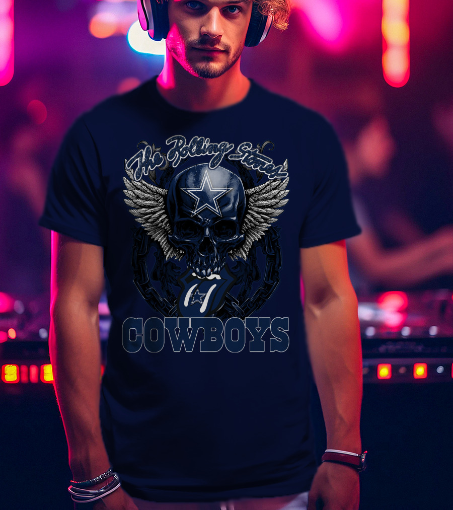 The Rolling Stones Dallas Cowboys Skull And Tongue T-Shirt