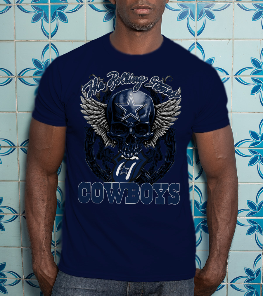 The Rolling Stones Dallas Cowboys Skull And Tongue T-Shirt
