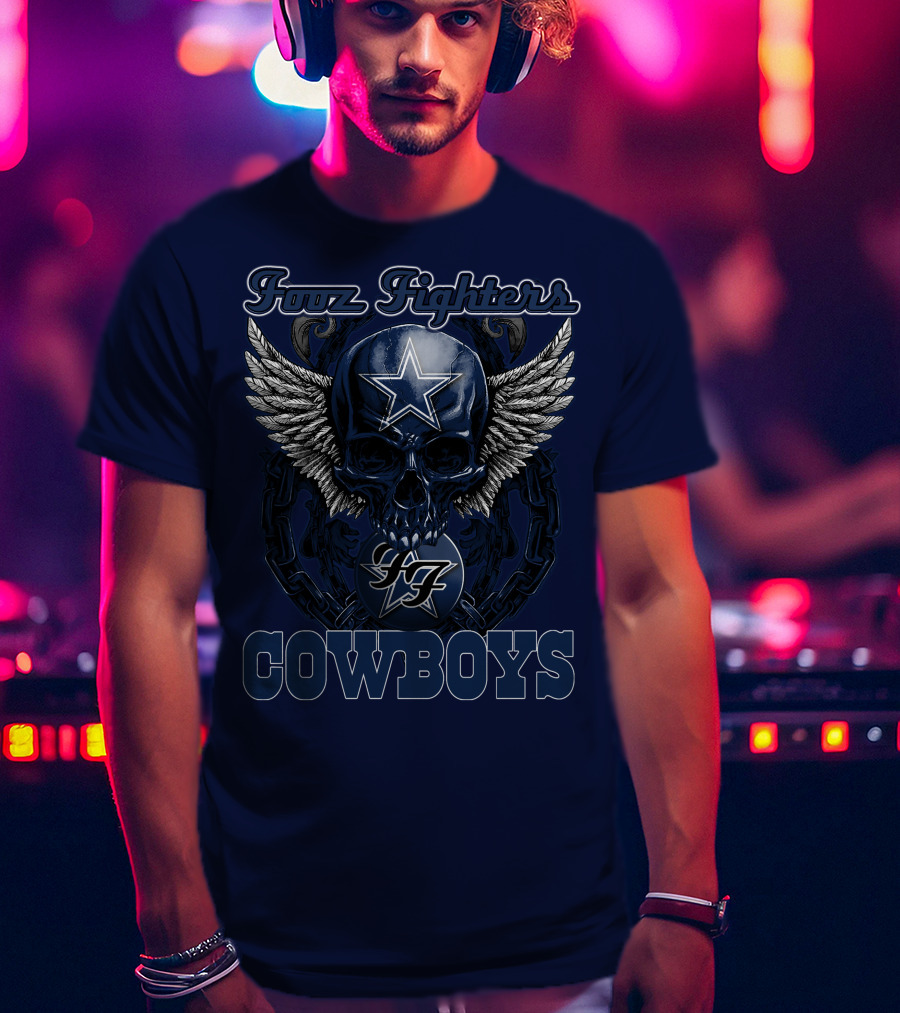 Foo Fighters Dallas Cowboys Skull Wings Star T-Shirt