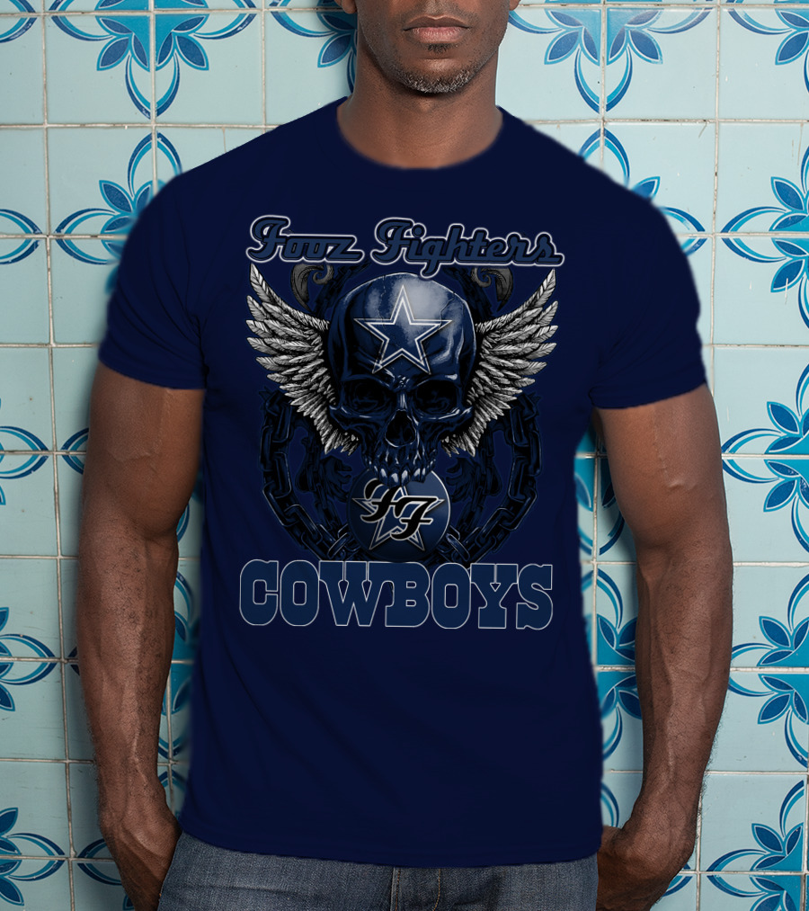 Foo Fighters Dallas Cowboys Skull Wings Star T-Shirt