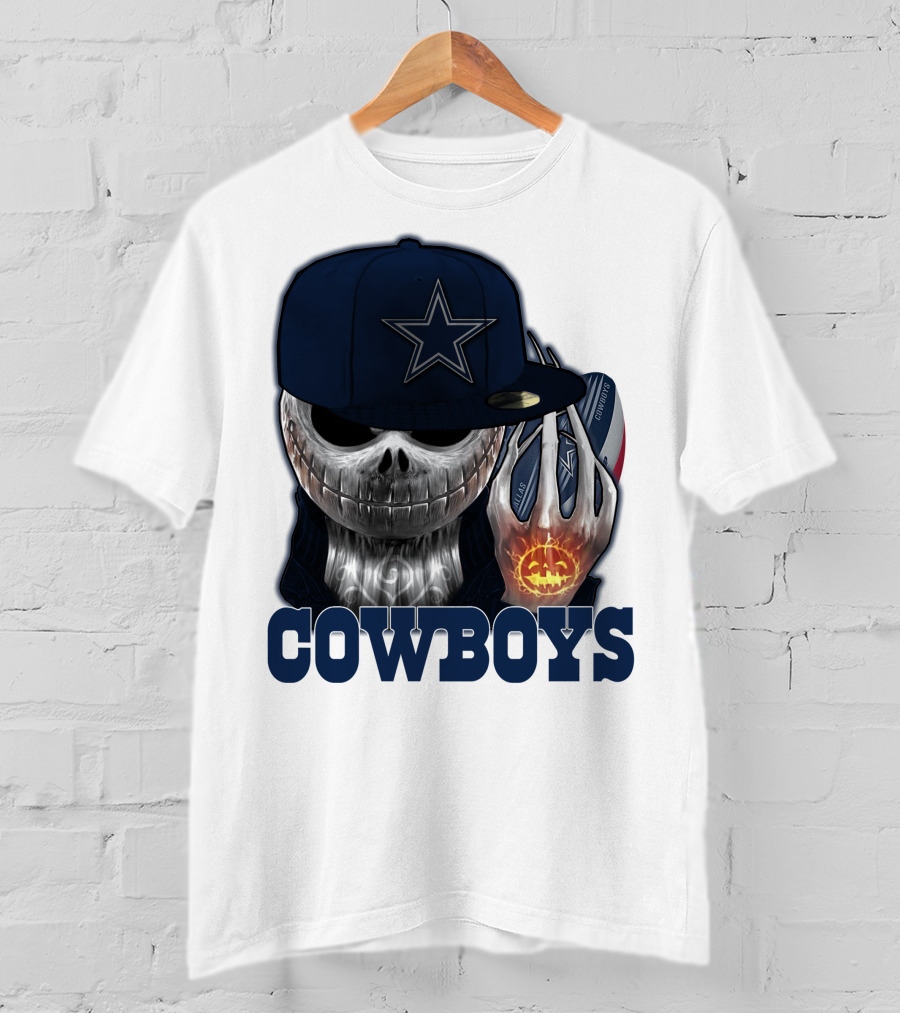 Jackskull Cowboys Halloween Star Football T-Shirt