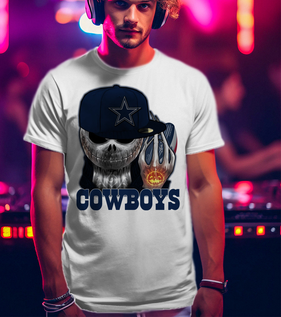 Jackskull Cowboys Halloween Star Football T-Shirt