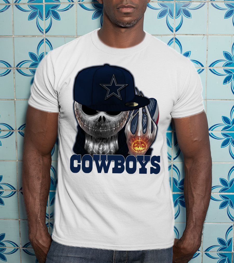 Jackskull Cowboys Halloween Star Football T-Shirt