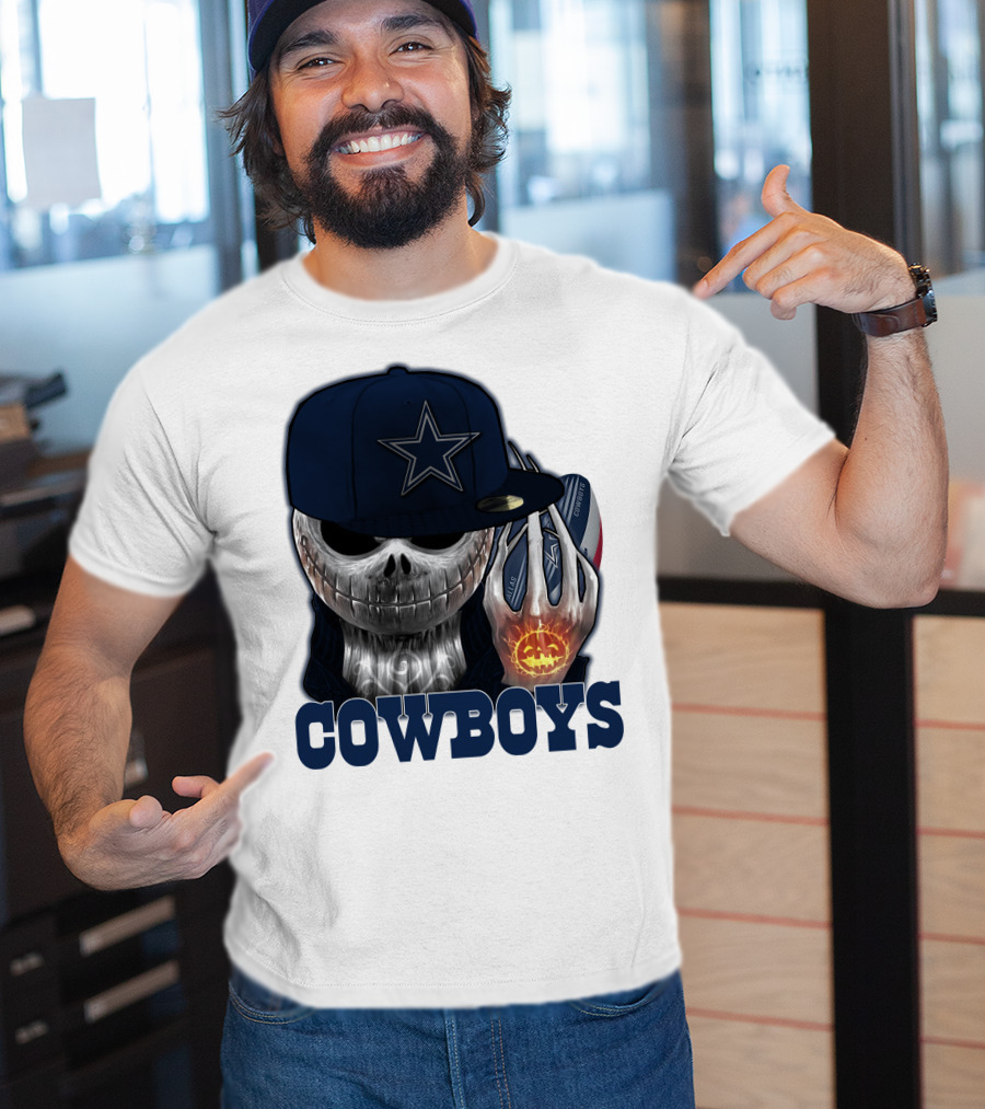 Jackskull Cowboys Halloween Star Football T-Shirt