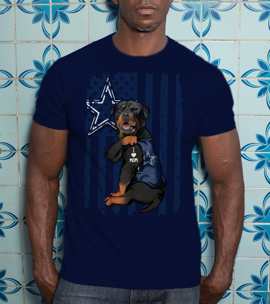 Rottweiler I Love Mom Dallas Cowboys Star T-Shirt