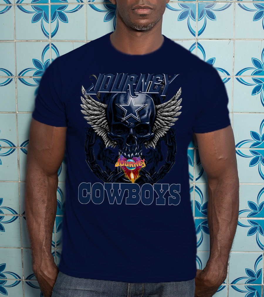 JOURNEY COWBOYS Dallas Skull Wings Star T-Shirt