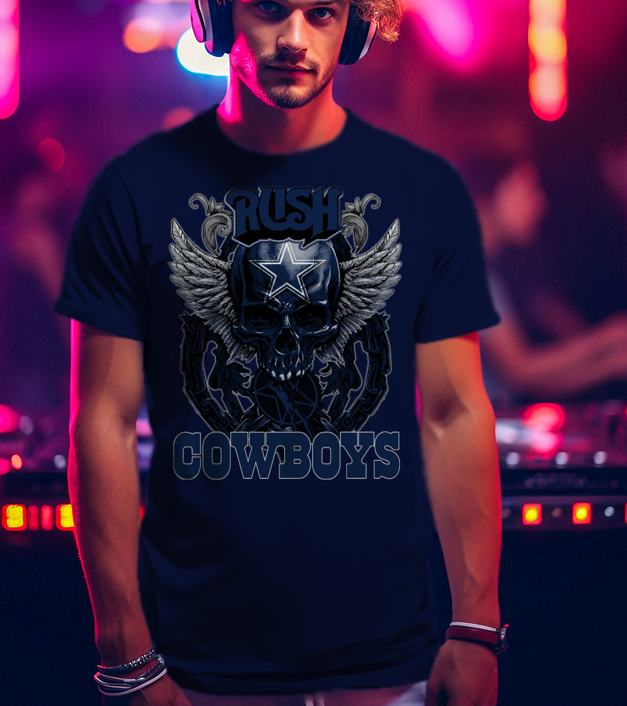 Rush Dallas Cowboys Winged Star Skull T-Shirt
