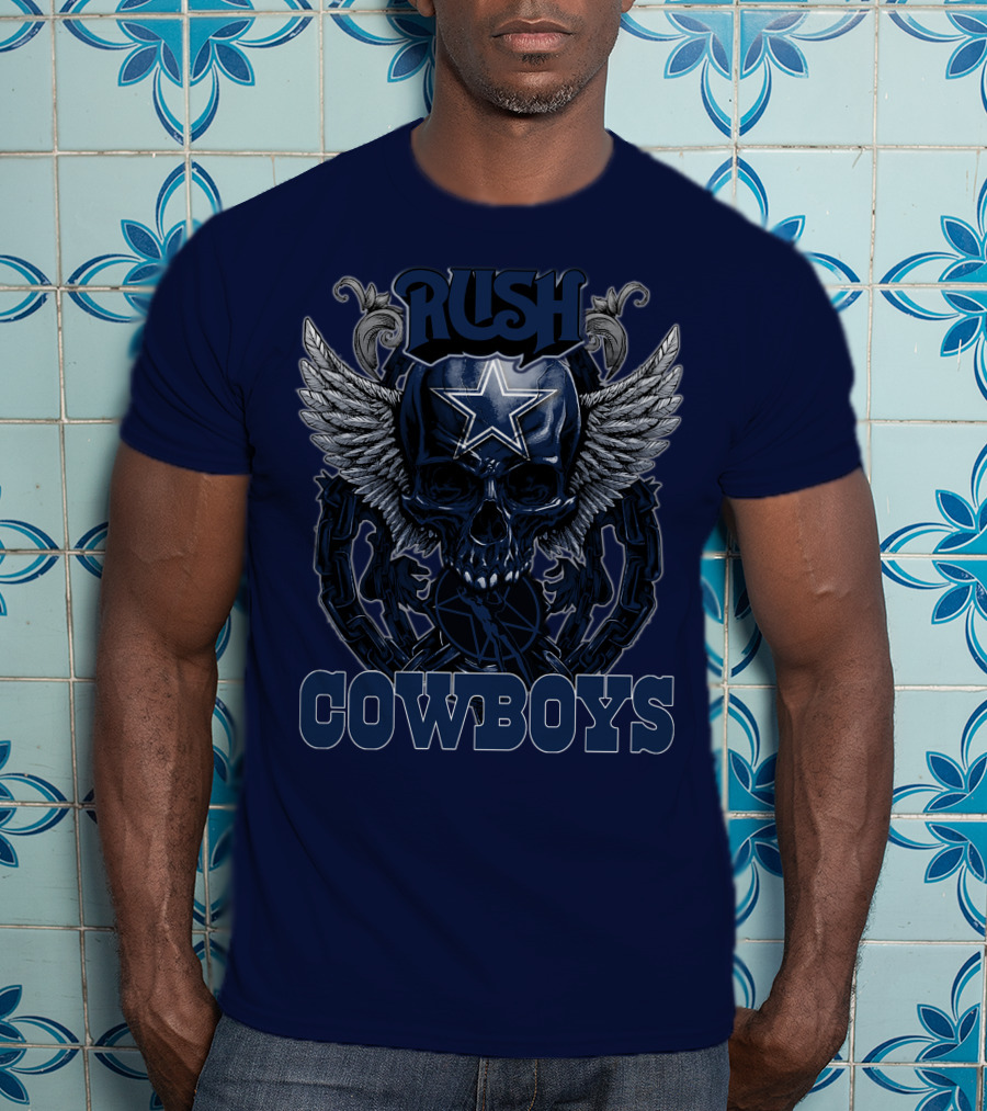 Rush Dallas Cowboys Winged Star Skull T-Shirt