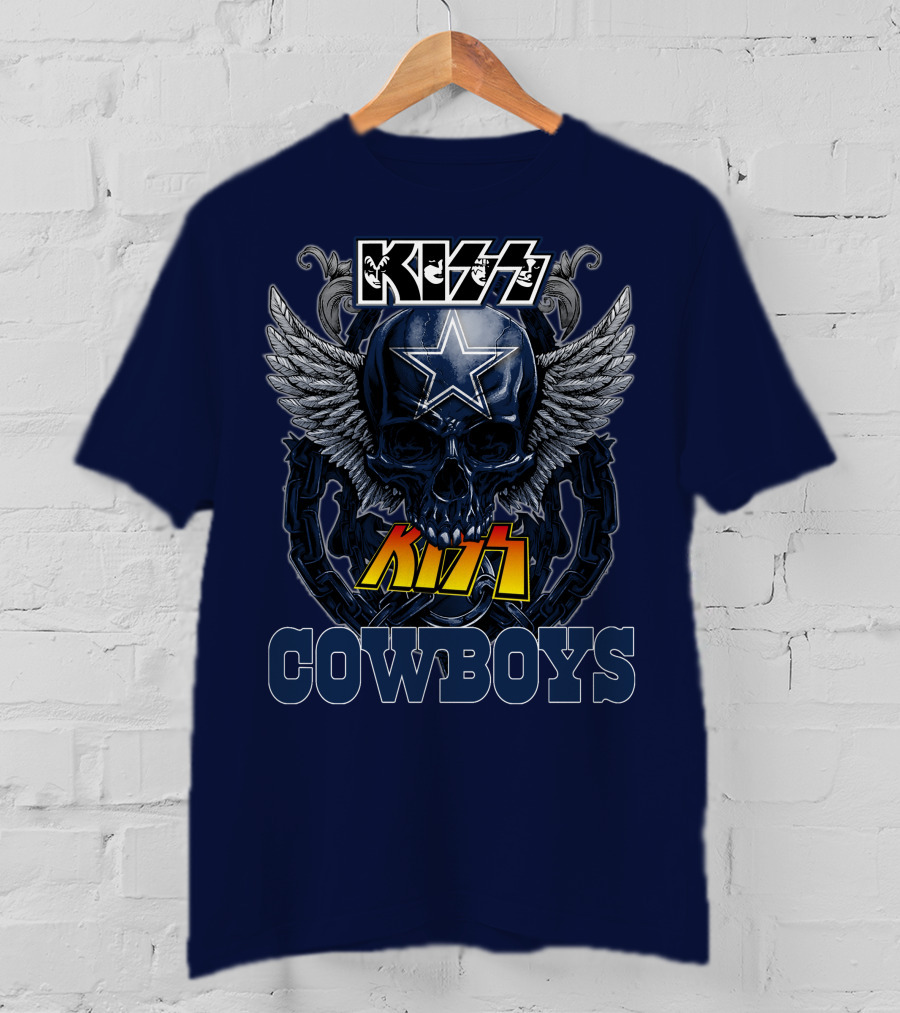 KISS Dallas Cowboys Skull With Star And Wings T-Shirt