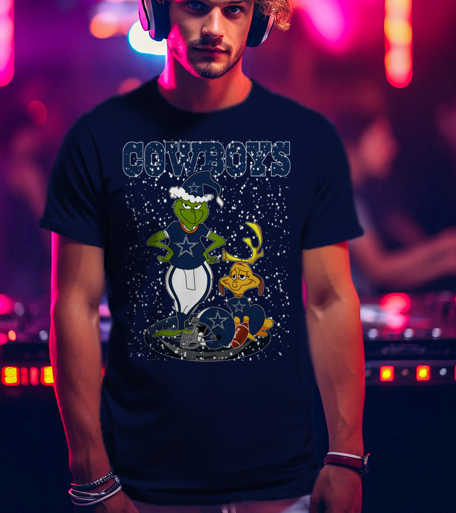 Grinchxmas Cowboys Football Holiday Mashup T-Shirt