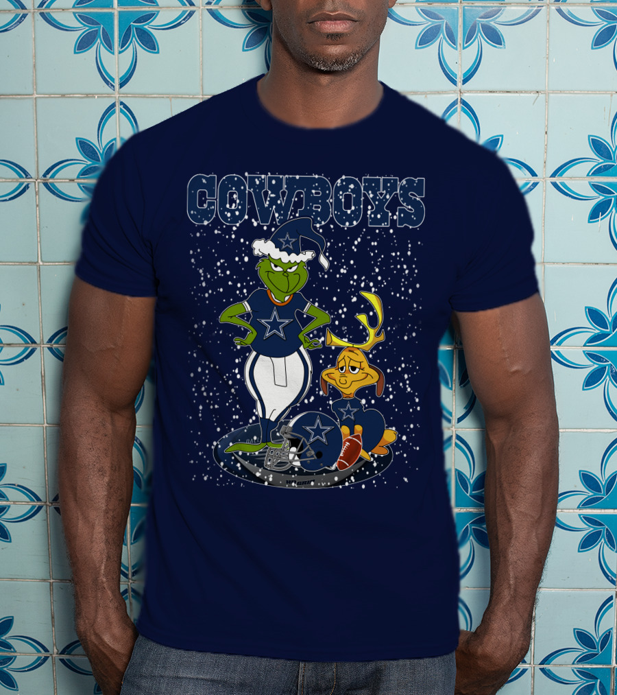 Grinchxmas Cowboys Football Holiday Mashup T-Shirt