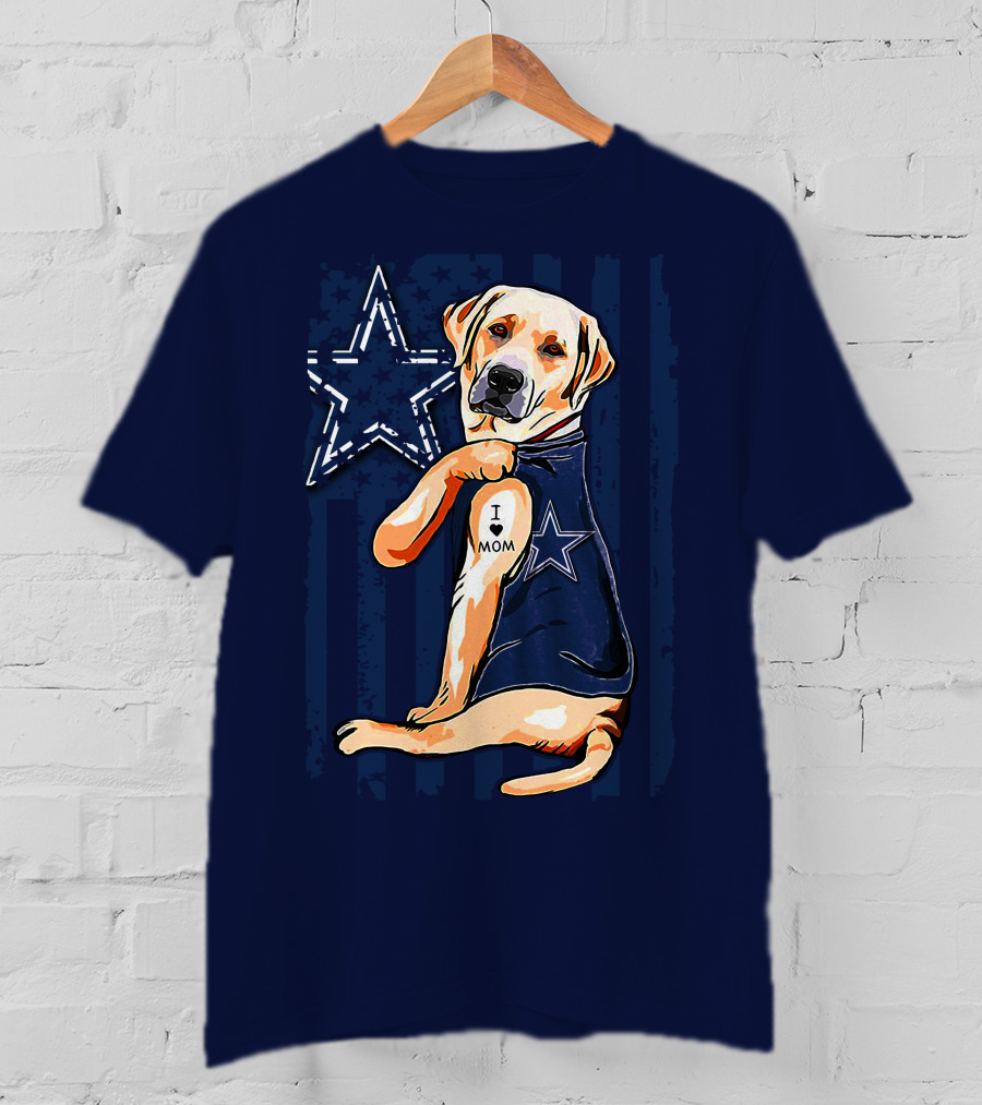 Labrador Retriever Loves Mom Dallas Cowboys Fan T-Shirt