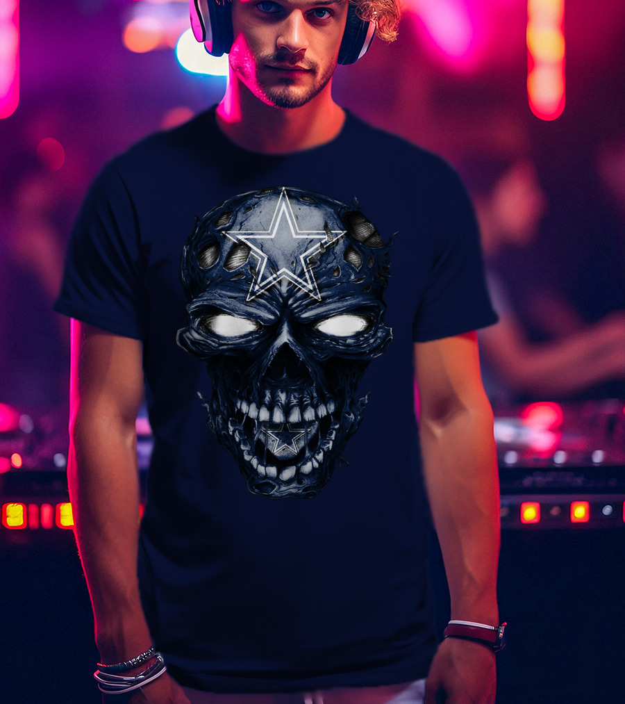 Skull Dallas Cowboys Star Icon NFL Football Fan Gear T-Shirt