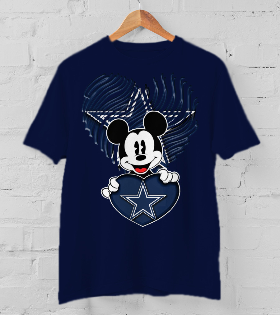 Mick Mouse Heart Star Dallas Cowboys T-Shirt