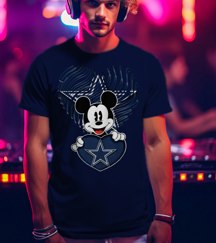 Mick Mouse Heart Star Dallas Cowboys T-Shirt