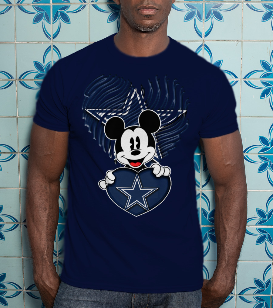 Mick Mouse Heart Star Dallas Cowboys T-Shirt