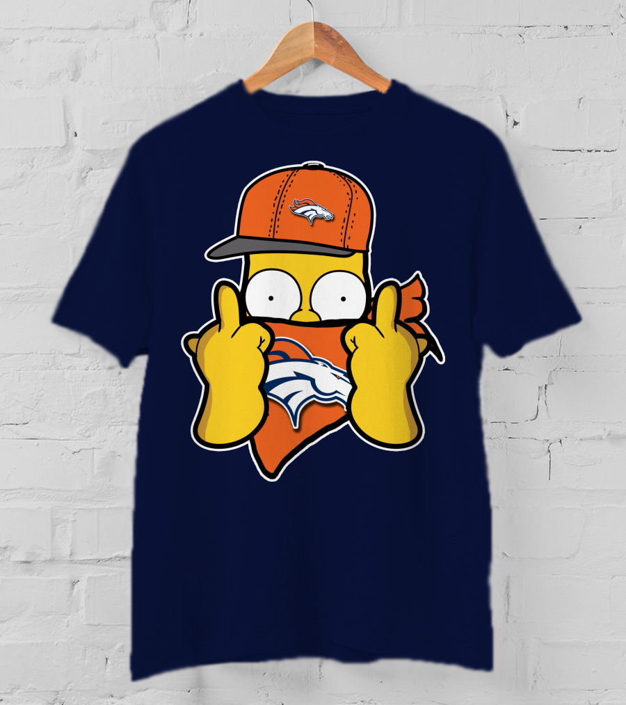 Denver Broncos Homer Simpson Middle Finger Gesture T-Shirt