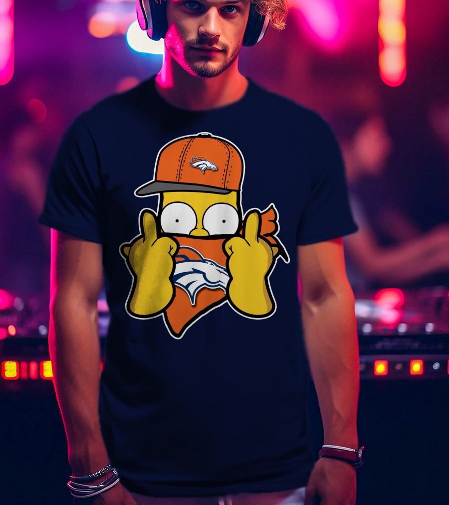 Denver Broncos Homer Simpson Middle Finger Gesture T-Shirt