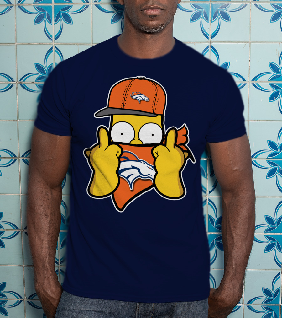 Denver Broncos Homer Simpson Middle Finger Gesture T-Shirt