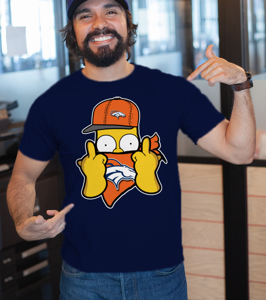 Denver Broncos Homer Simpson Middle Finger Gesture T-Shirt