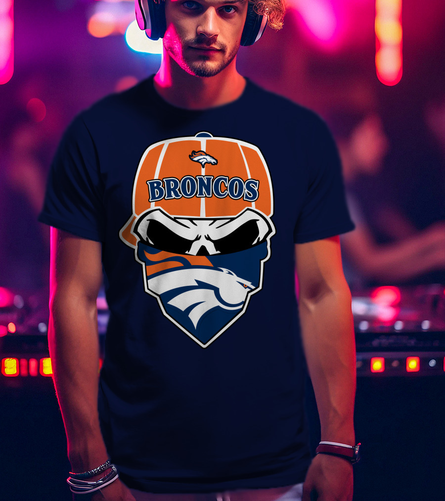 Broncos Skull Bandana Cap Logo Denver Broncos T-Shirt