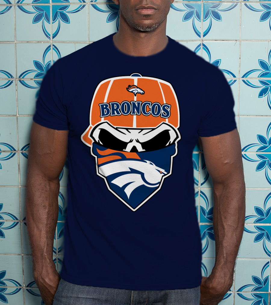 Broncos Skull Bandana Cap Logo Denver Broncos T-Shirt