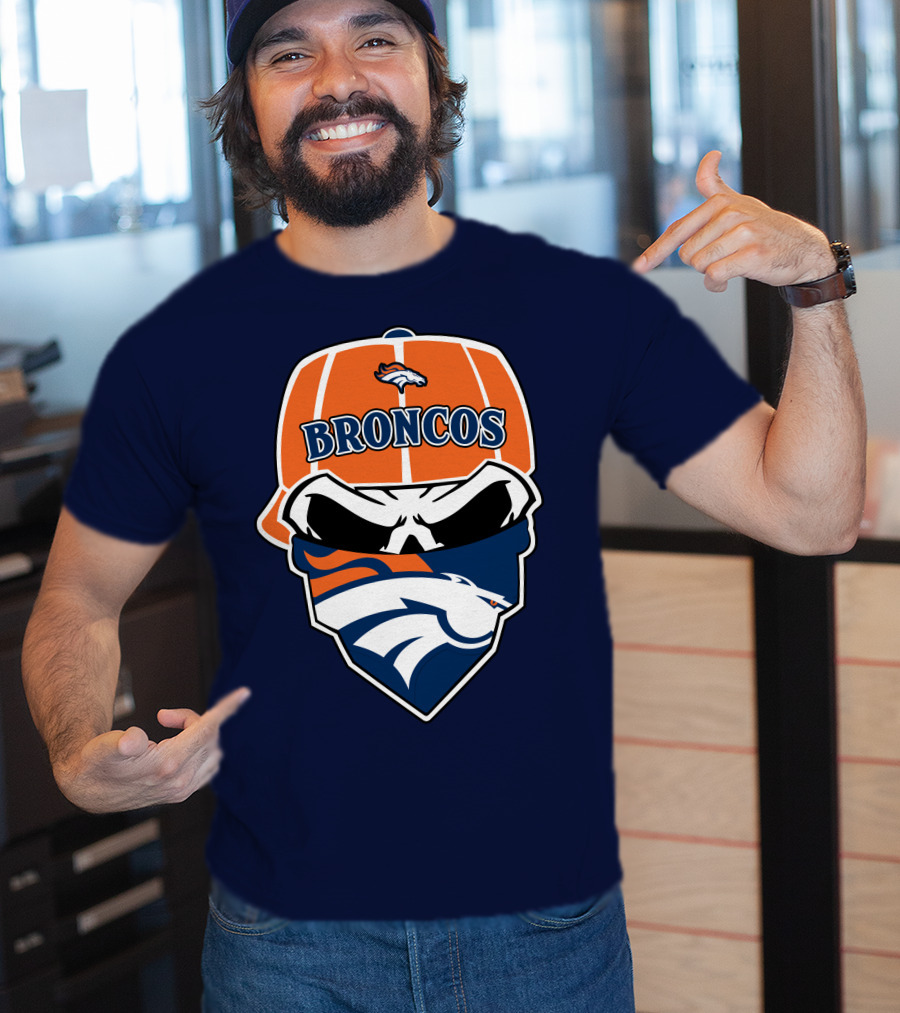 Broncos Skull Bandana Cap Logo Denver Broncos T-Shirt