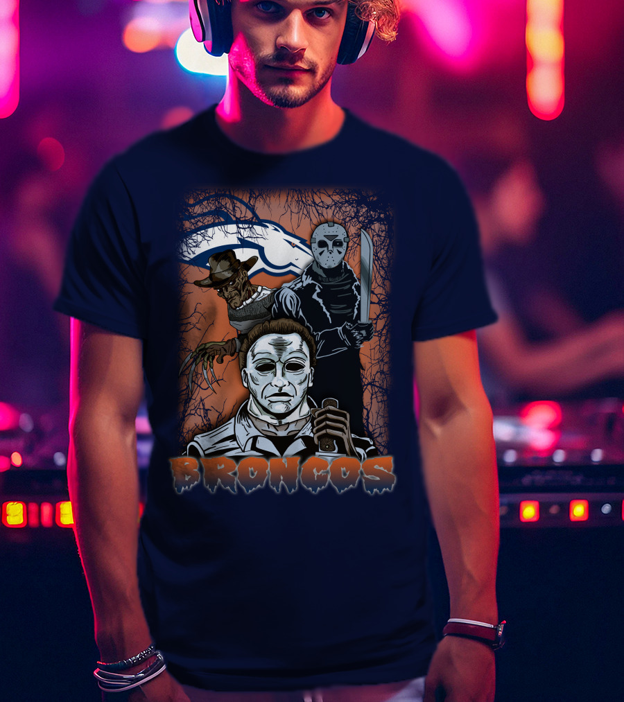 Broncos Horror Icons Halloween Denver T-Shirt