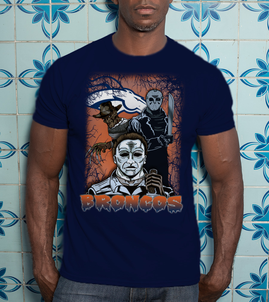 Broncos Horror Icons Halloween Denver T-Shirt