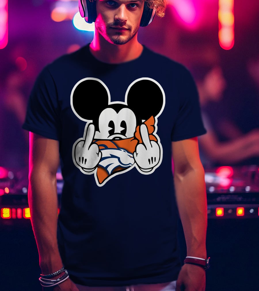 Denver Broncos Mickey Middle Fingers T-Shirt