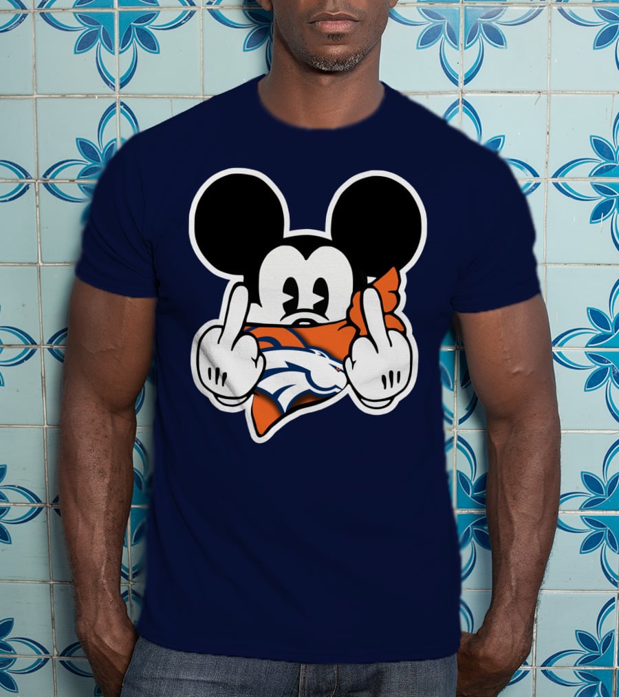 Denver Broncos Mickey Middle Fingers T-Shirt